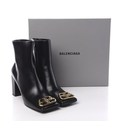 Balenciaga Calfskin Varenne BB Double Square 80mm Booties 39.5 Black Gold 12 of 12
