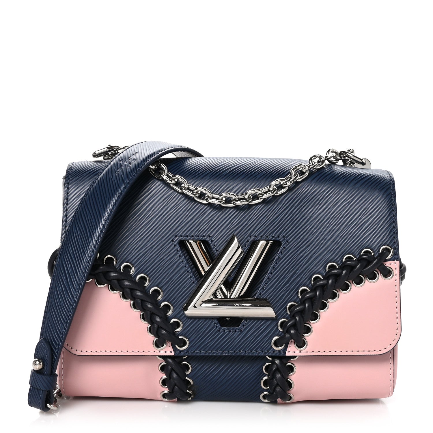 Louis Vuitton Epi Braided Twist Shoulder Bag MM Navy Rose Ballerine 1 of 11