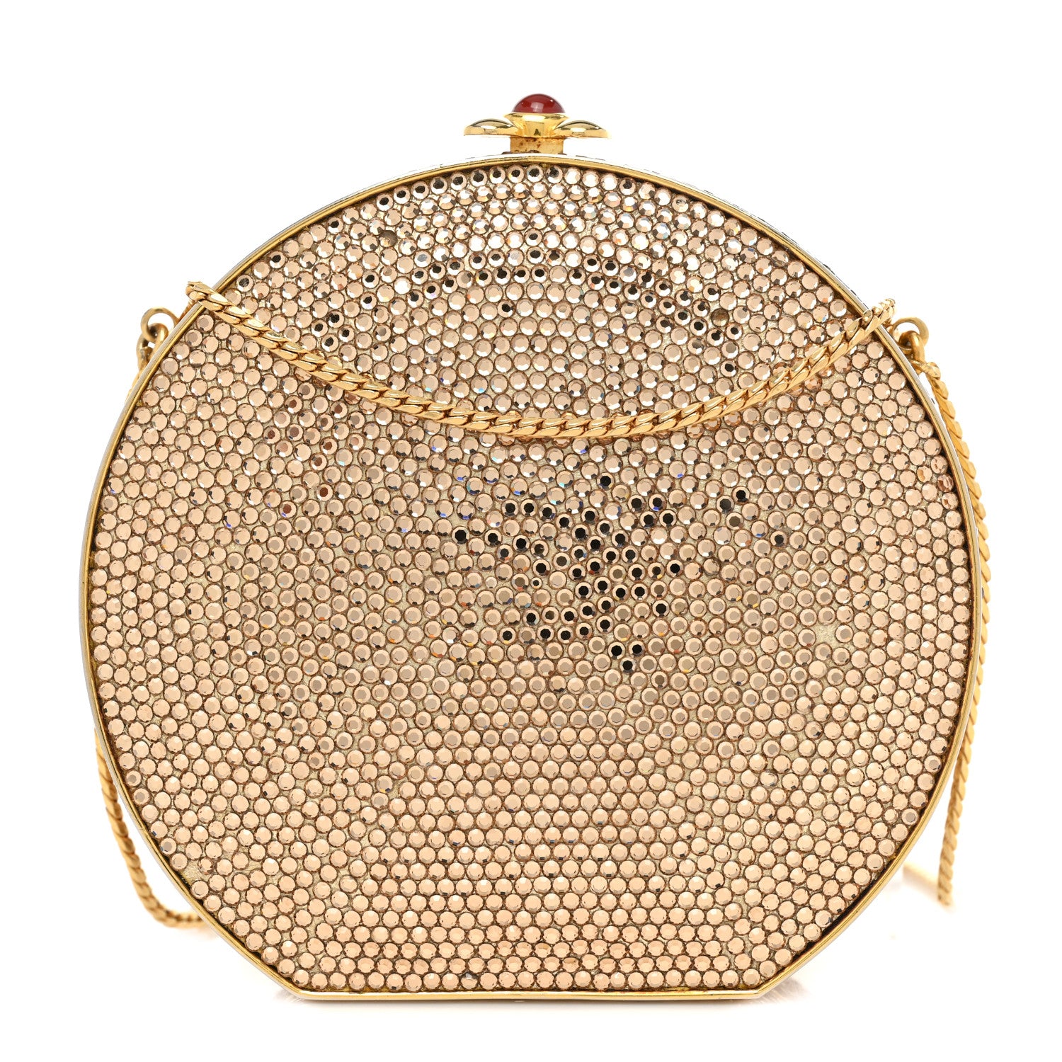 Judith Leiber Swarovski Crystal Minaudiere Clutch Gold 2 of 11