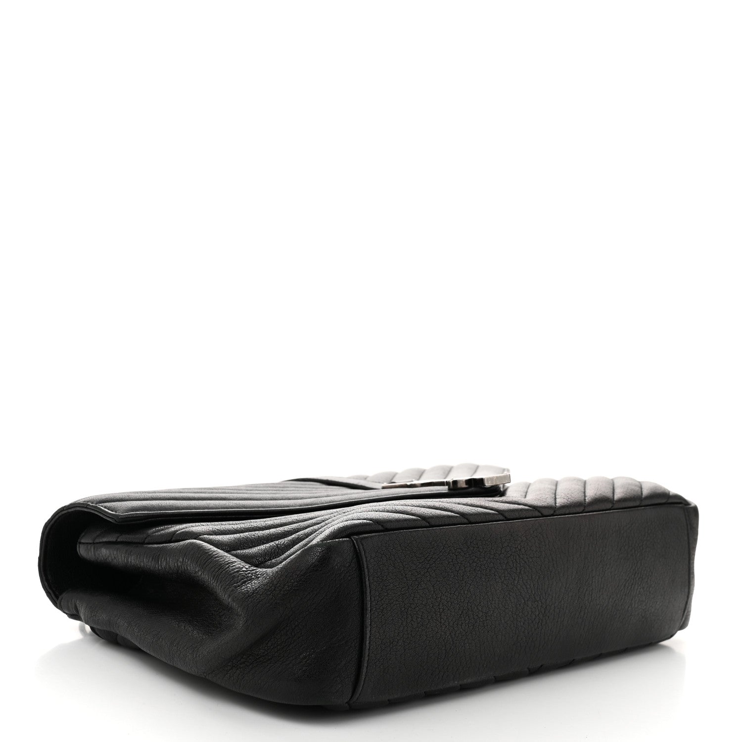 Saint Laurent Sheepskin Matelasse Chevron Monogram Large College Satchel Black 4 of 10