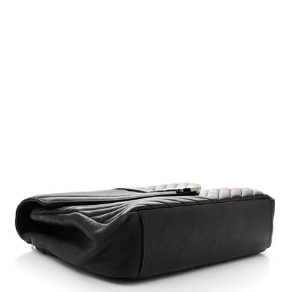 Saint Laurent Sheepskin Matelasse Chevron Monogram Large College Satchel Black 4 of 10