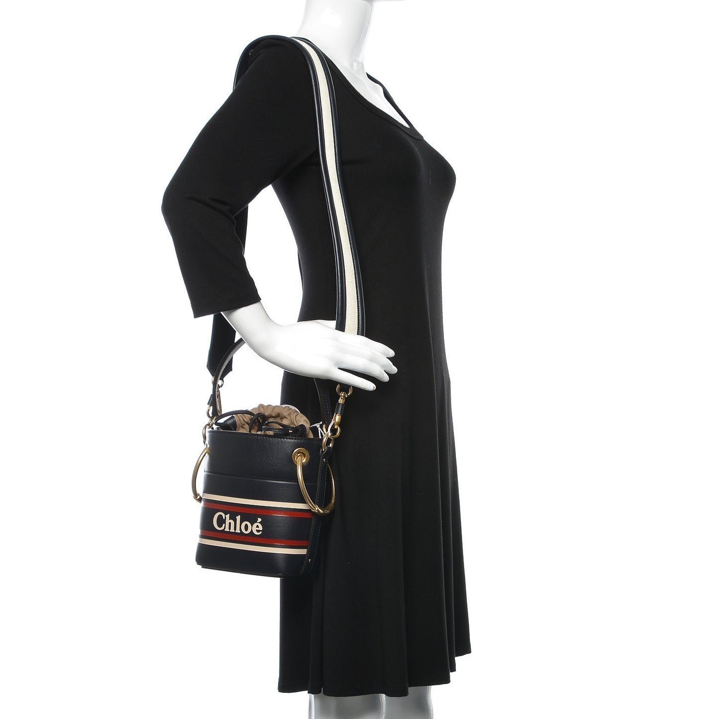 Smooth Calfskin Logo Mini Roy Bucket Bag Full Blue
