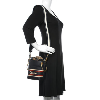 Chloe Smooth Calfskin Logo Mini Roy Bucket Bag Full Blue 3 of 10