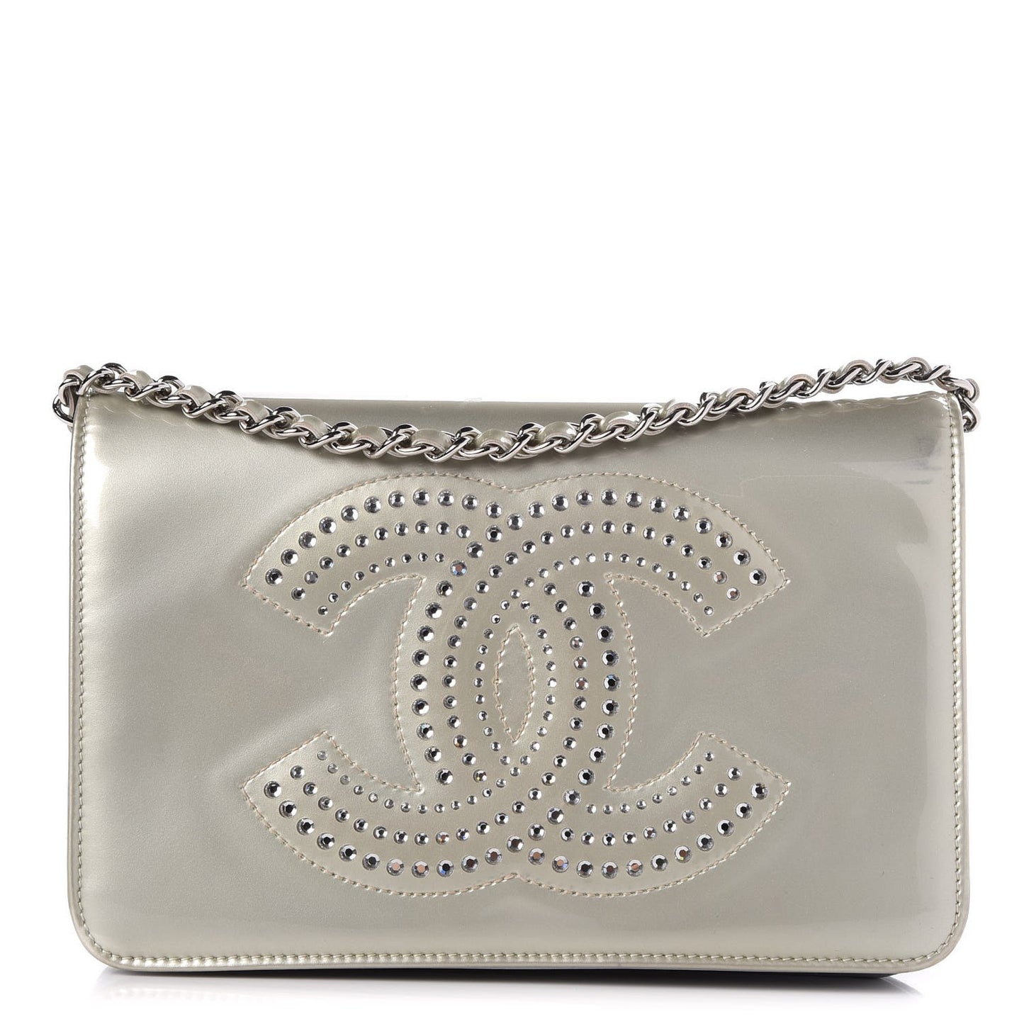 Patent Strass Wallet On Chain WOC Silver