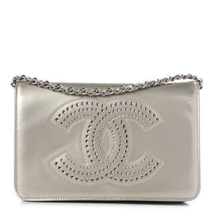 Chanel Patent Strass Wallet On Chain WOC Silver 1 of 13