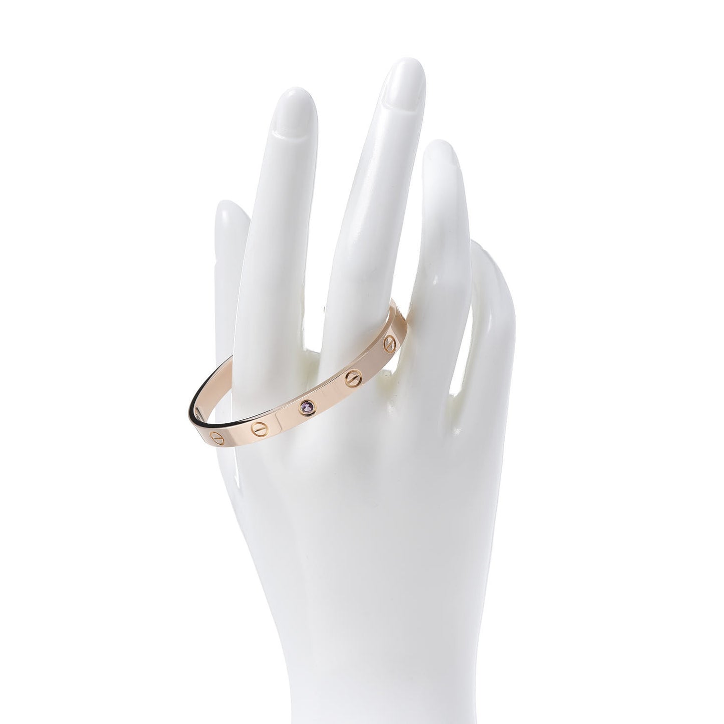 18K Pink Gold Pink Sapphire LOVE Cuff Bracelet 16