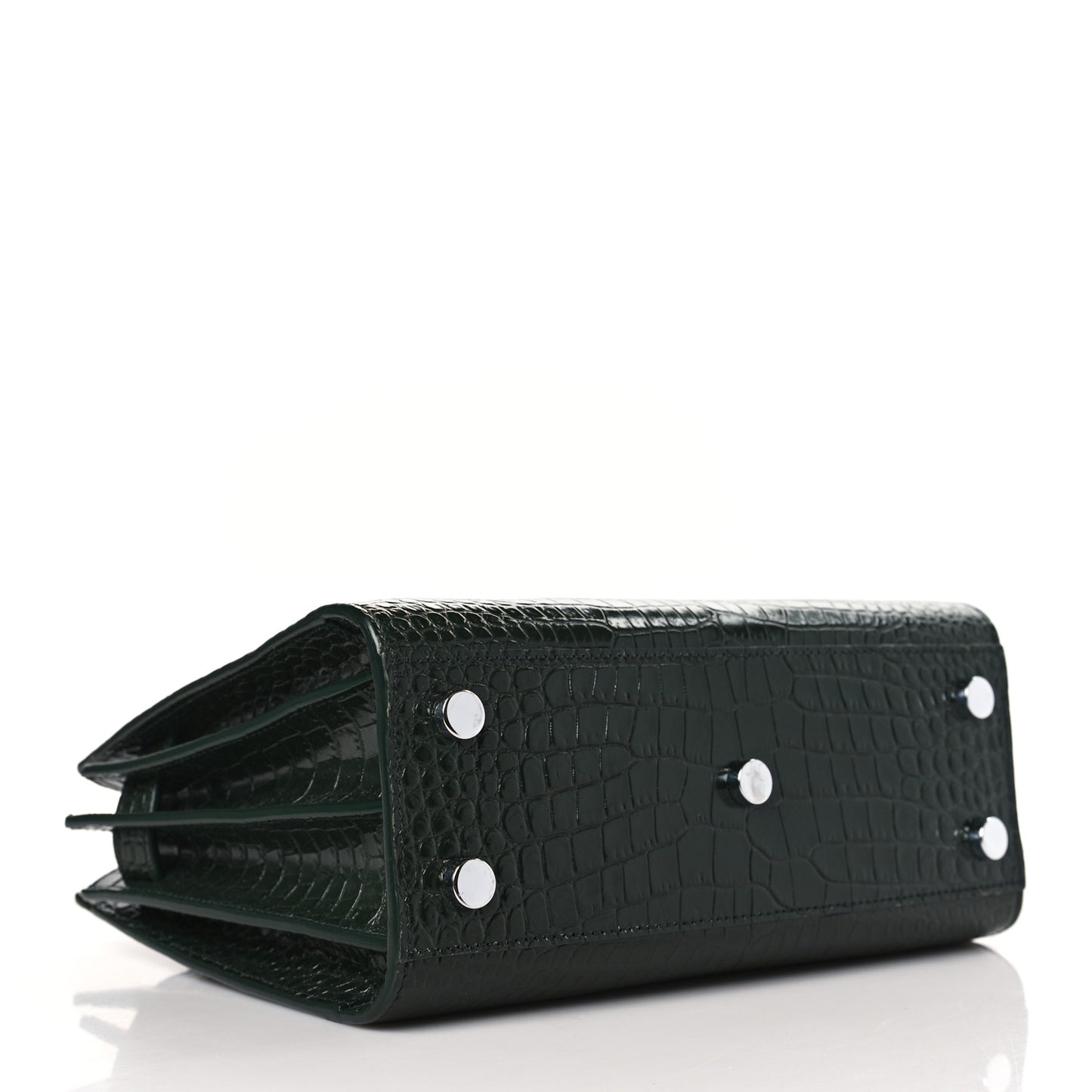 Calfskin Crocodile Embossed Nano Sac De Jour Dark Green