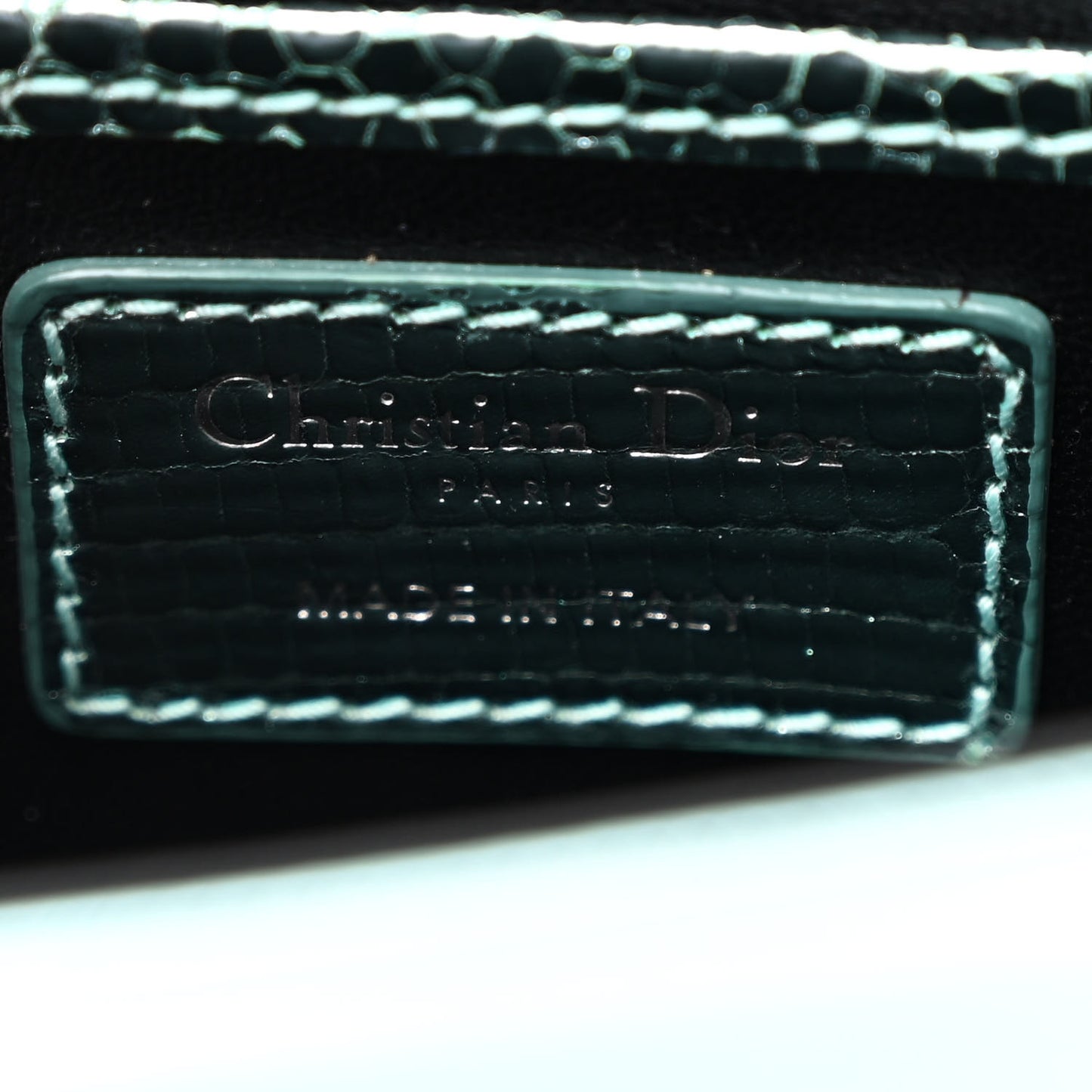 Metallic Lizard Lady Dior Croisiere Chain Clutch Blue