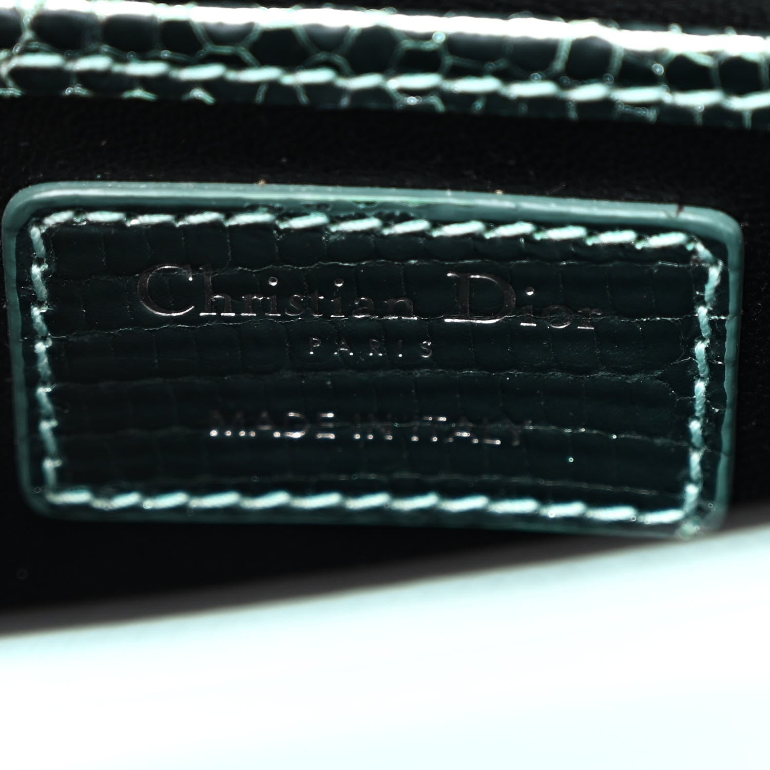 Christian Dior Metallic Lizard Lady Dior Croisiere Chain Clutch Blue 6 of 11