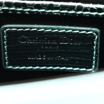 Christian Dior Metallic Lizard Lady Dior Croisiere Chain Clutch Blue 6 of 11