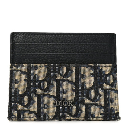 Christian Dior Grained Calfskin Oblique Card Holder Black 1 of 8