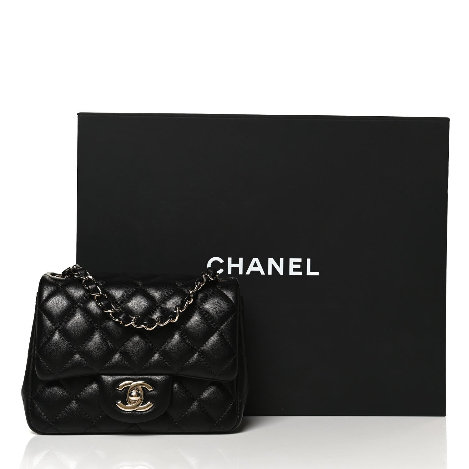 Chanel Lambskin Quilted Mini Square Flap Black 13 of 13