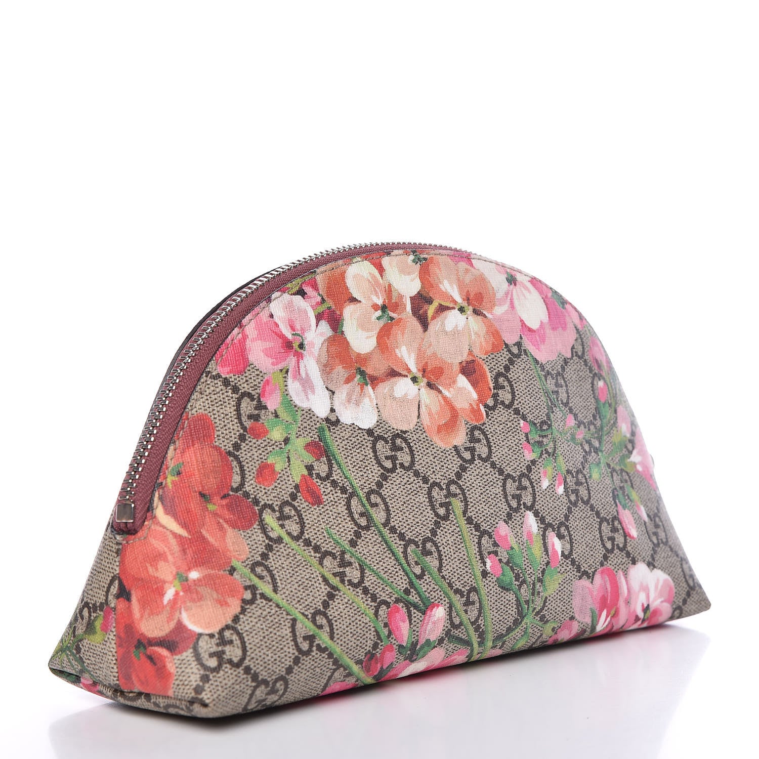 Gucci GG Supreme Monogram Blooms Large Pouch Cosmetic Case Beige Multicolor Dry Rose 3 of 9