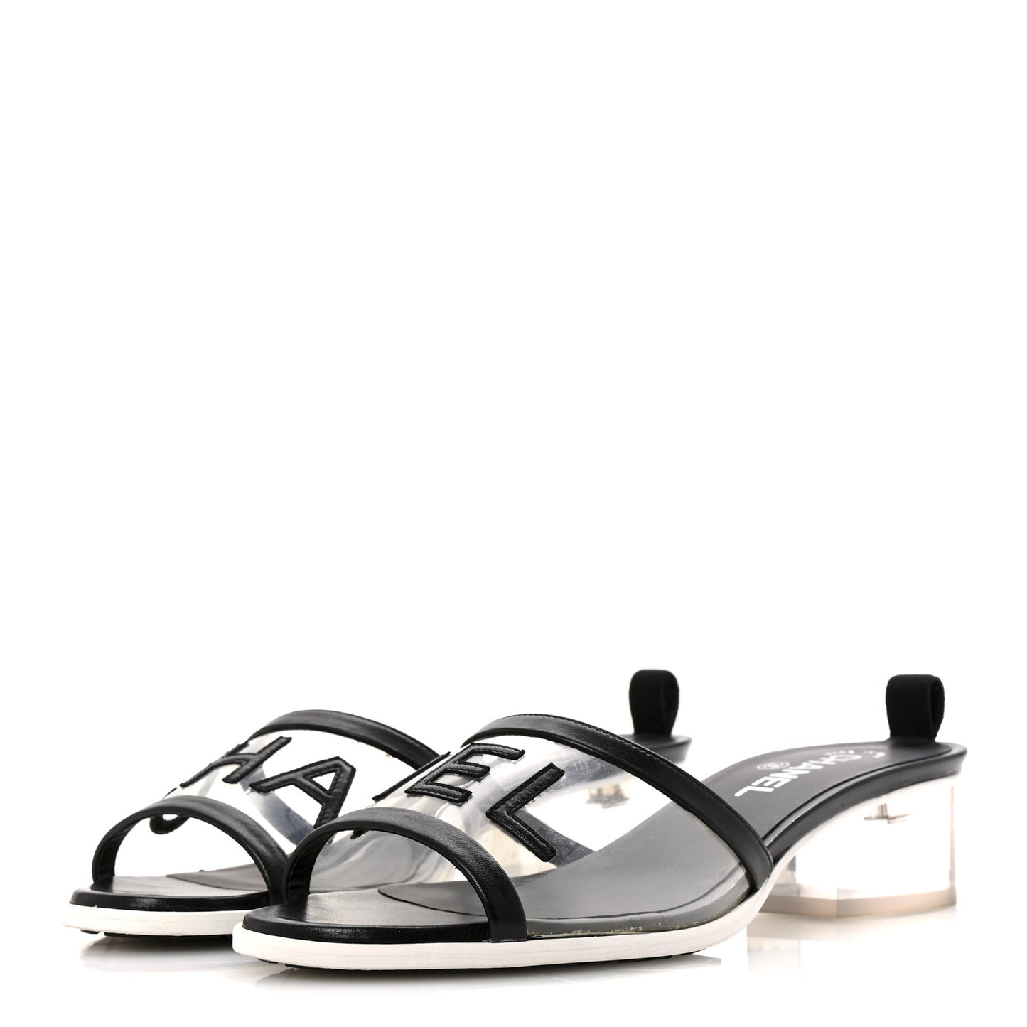 PVC Lambskin Logo Mules 41 Black