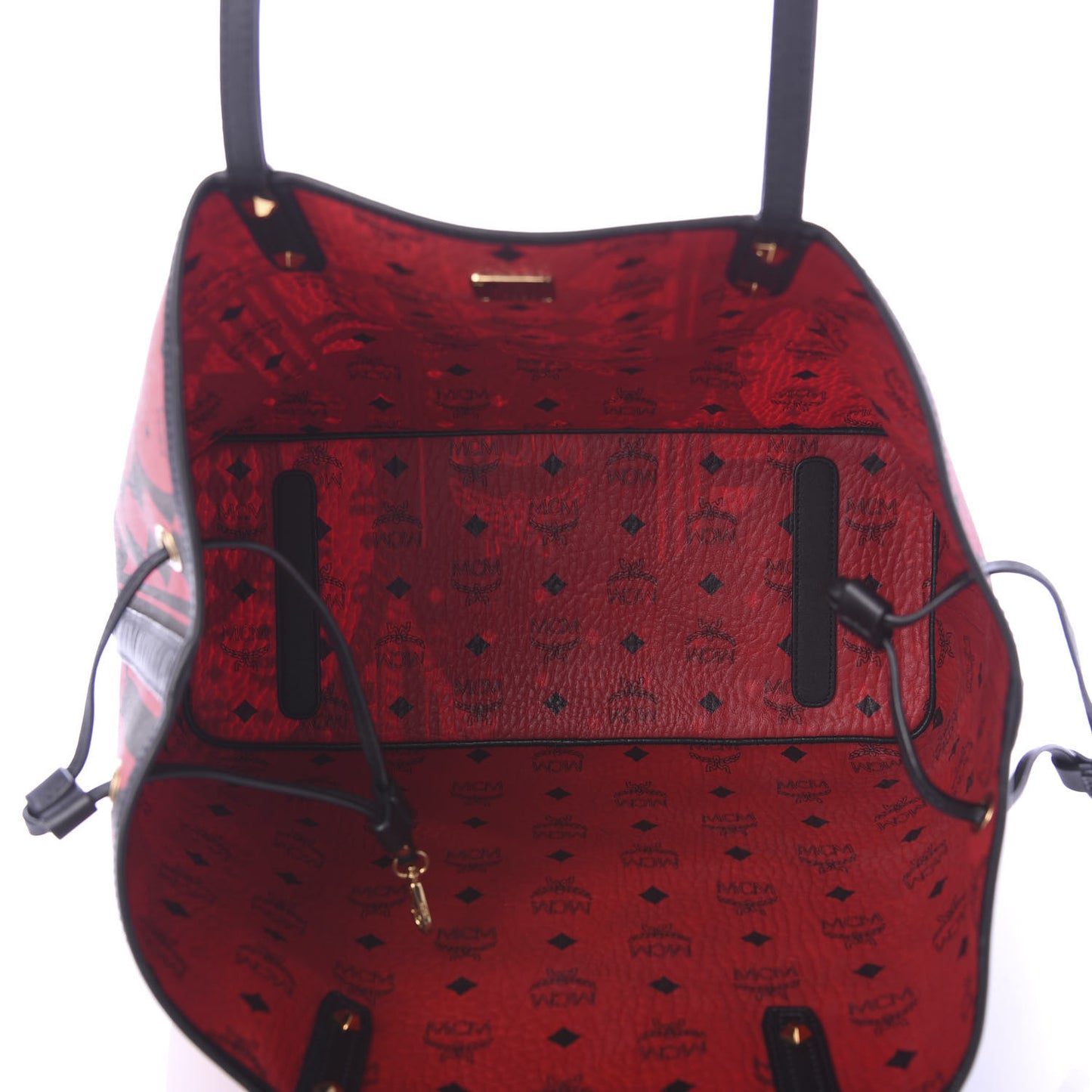 Visetos Medium Project Reversible Shopper Tote Ruby Red Black