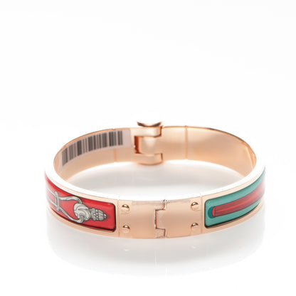 Hermes Enamel Printed Merveilleuses Lanternes Hinged Bracelet S Baroque 3 of 4