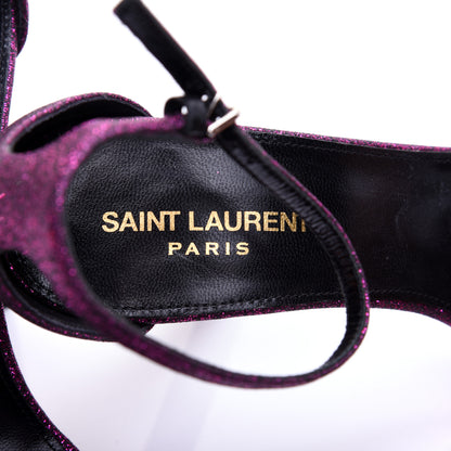Saint Laurent Glitter Hall Platform Sandals 39.5 Purple 8 of 13