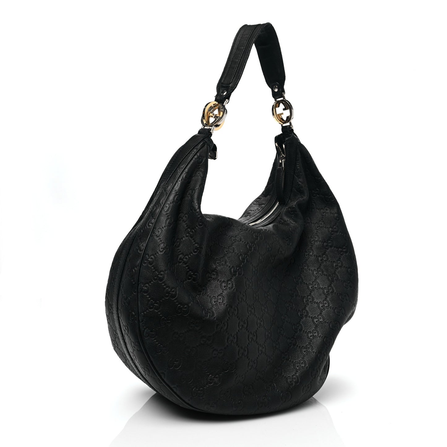 Guccissima Large GG Twins Hobo Black