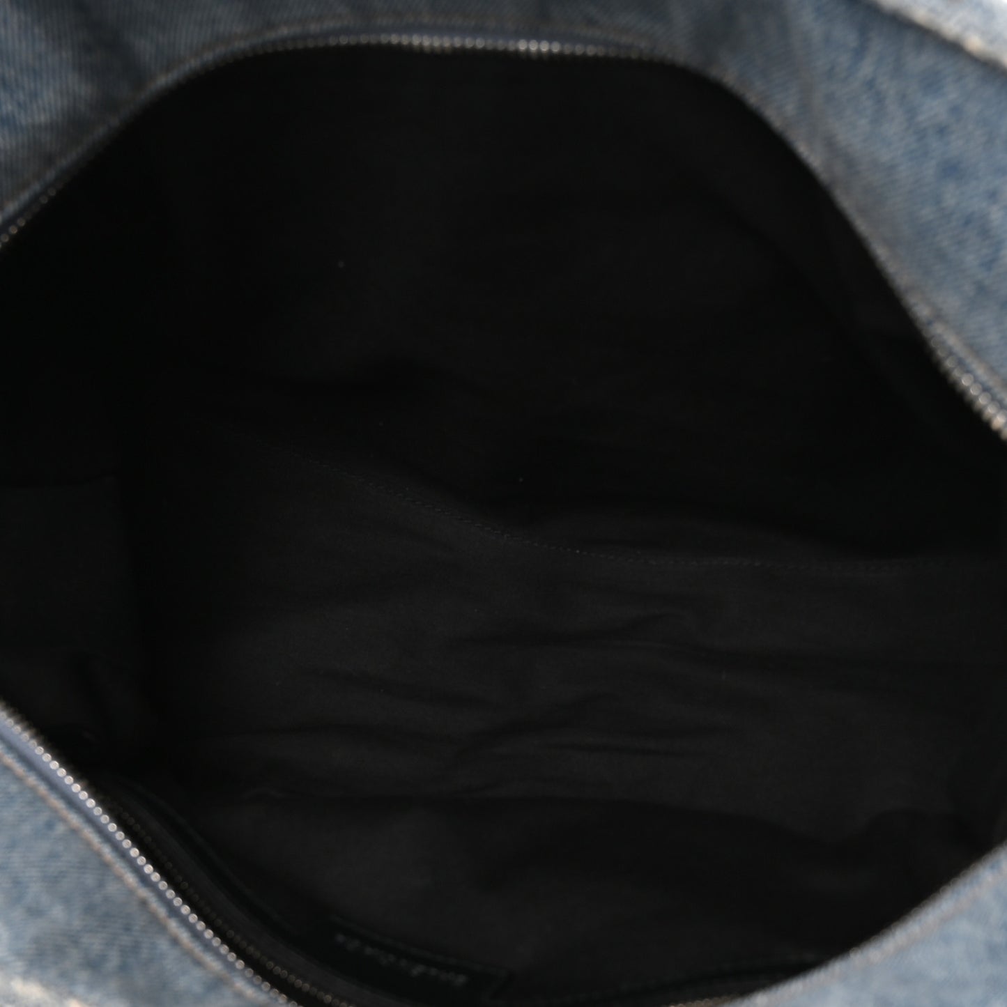 Washed Frayed Denim Crystal Neo Cagole City Handbag Blue
