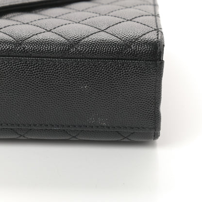 Saint Laurent Grain De Poudre Textured Mixed Matelasse Triquilt Medium Monogram Satchel Black 12 of 15