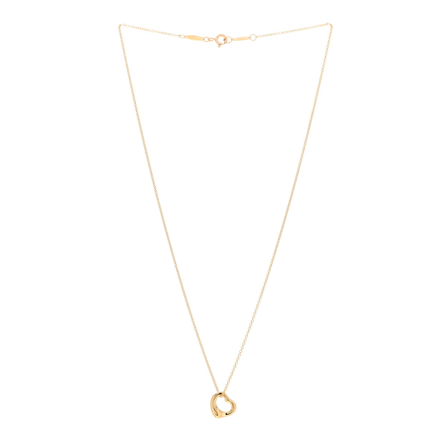 18K Yellow Gold 11mm Elsa Peretti Open Heart Pendant Necklace