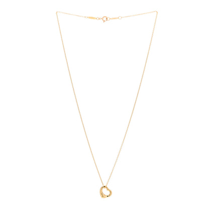 Tiffany 18K Yellow Gold 11mm Elsa Peretti Open Heart Pendant Necklace 3 of 4
