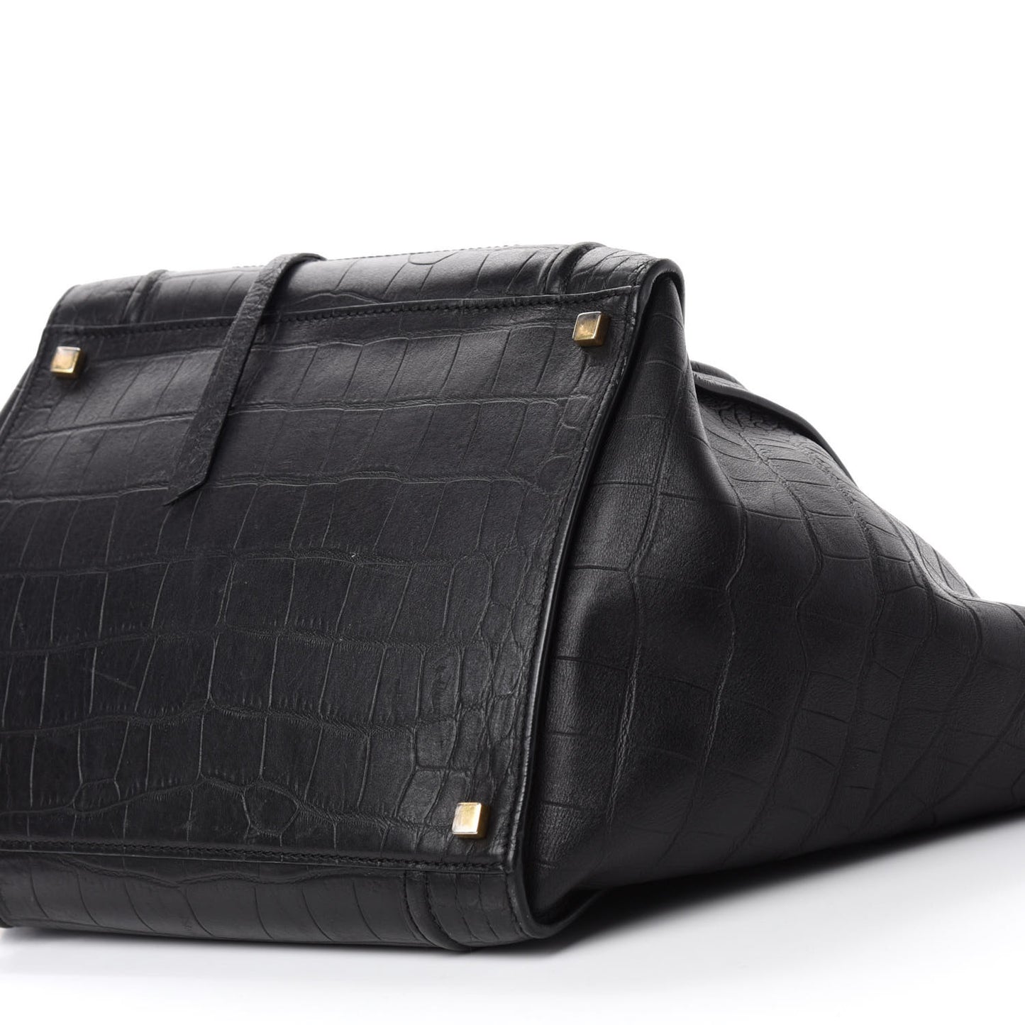 Crocodile Embossed Calfskin Medium Phantom Luggage Black