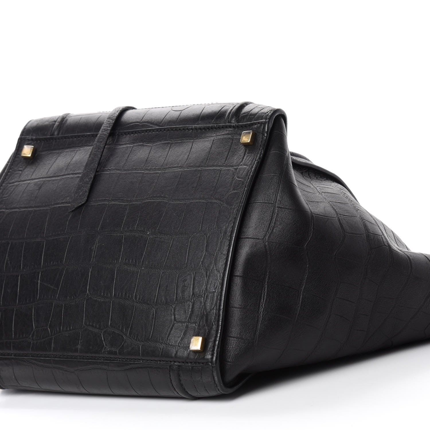 Celine Crocodile Embossed Calfskin Medium Phantom Luggage Black 7 of 15