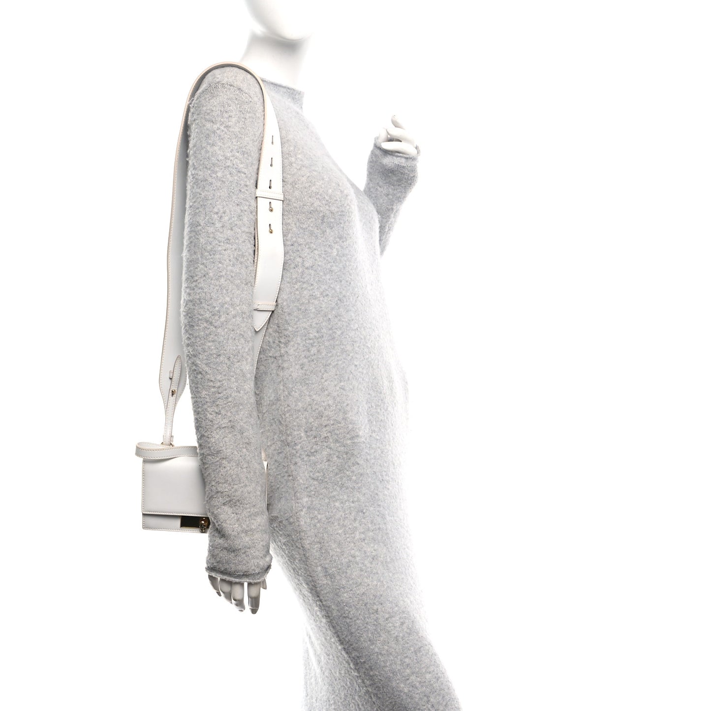 Calfskin Mini Skull Lock Shoulder Bag Deep Ivory