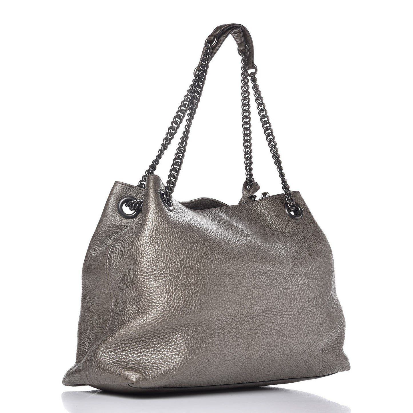 Metallic Pebbled Calfskin Medium Soho Chain Shoulder Bag Sasso