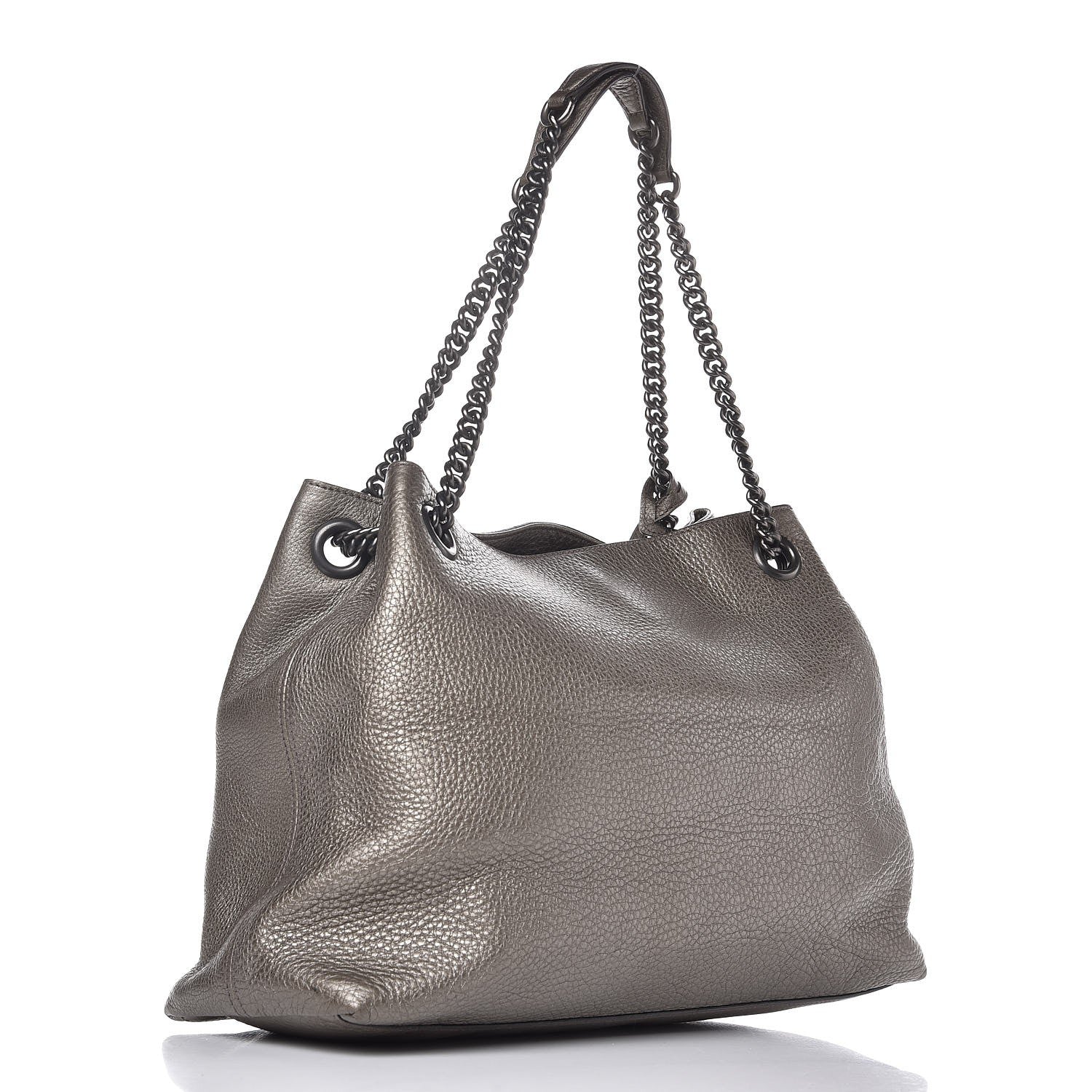 Gucci Metallic Pebbled Calfskin Medium Soho Chain Shoulder Bag Sasso 3 of 8