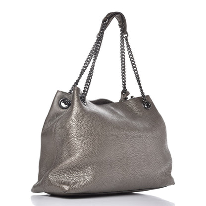 Gucci Metallic Pebbled Calfskin Medium Soho Chain Shoulder Bag Sasso 3 of 8