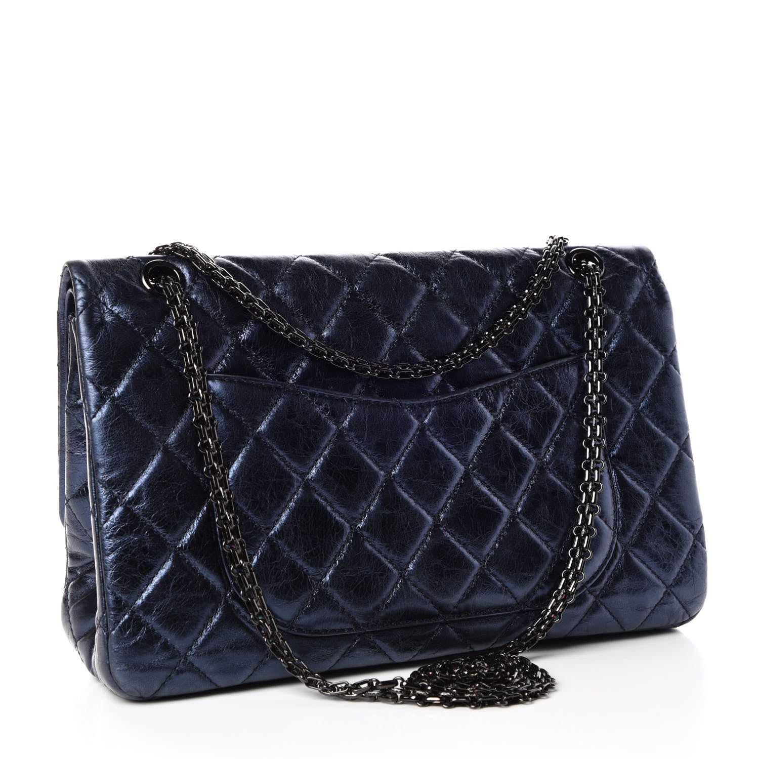 Chanel Metallic Aged Calfskin Quilted 2.55 Reissue 227 Flap Blue 3 of 13
