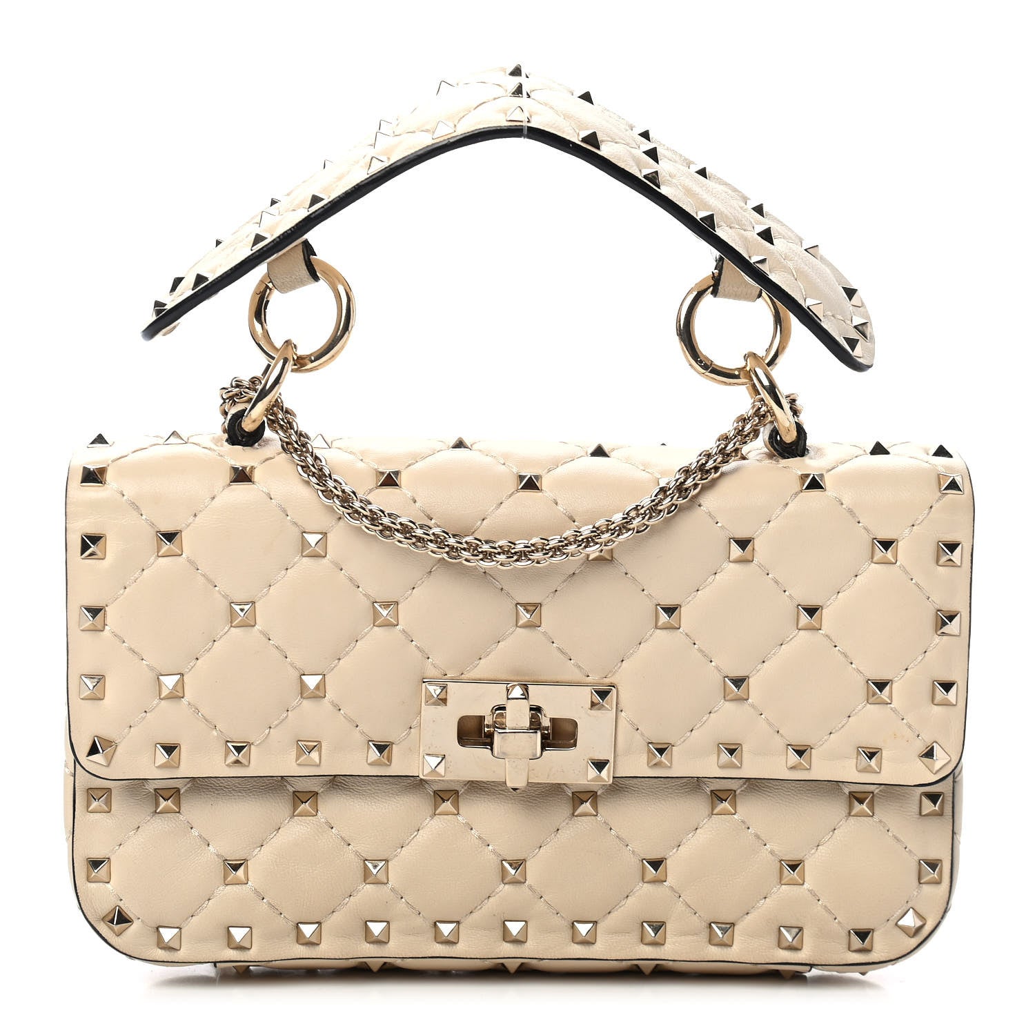 Valentino Garavani Nappa Small Rockstud Spike Shoulder Bag Light Ivory 1 of 4