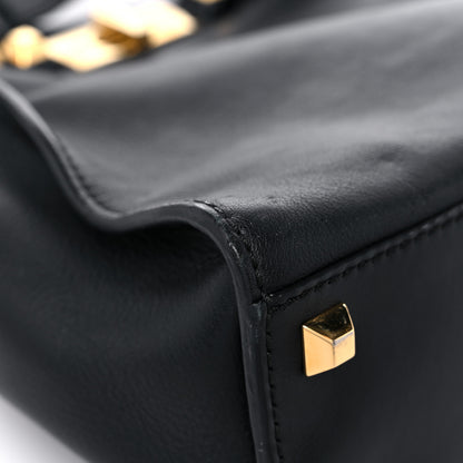 Fendi Vitello Seta Gold Studded Medium Peekaboo Iconic Satchel Black 10 of 17