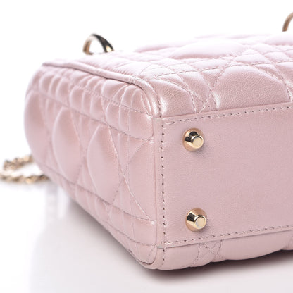 Christian Dior Metallic Lambskin Cannage Mini Lady Dior Lotus 10 of 11
