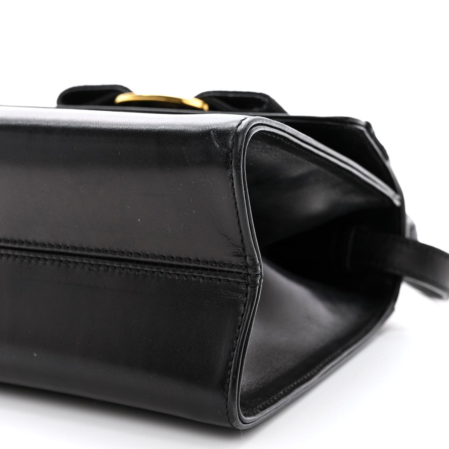 Calfskin Vera Bow Mini Top Handle Crossbody Bag Black
