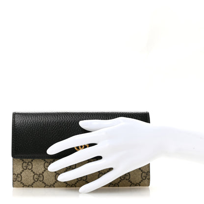 Gucci Dollar Calfskin GG Supreme Monogram GG Marmont Continental Wallet Black Beige Ebony 2 of 8