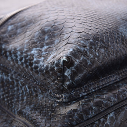 MCM Snakeskin Embossed Visetos Studded Medium Stark Backpack Blue 14 of 14