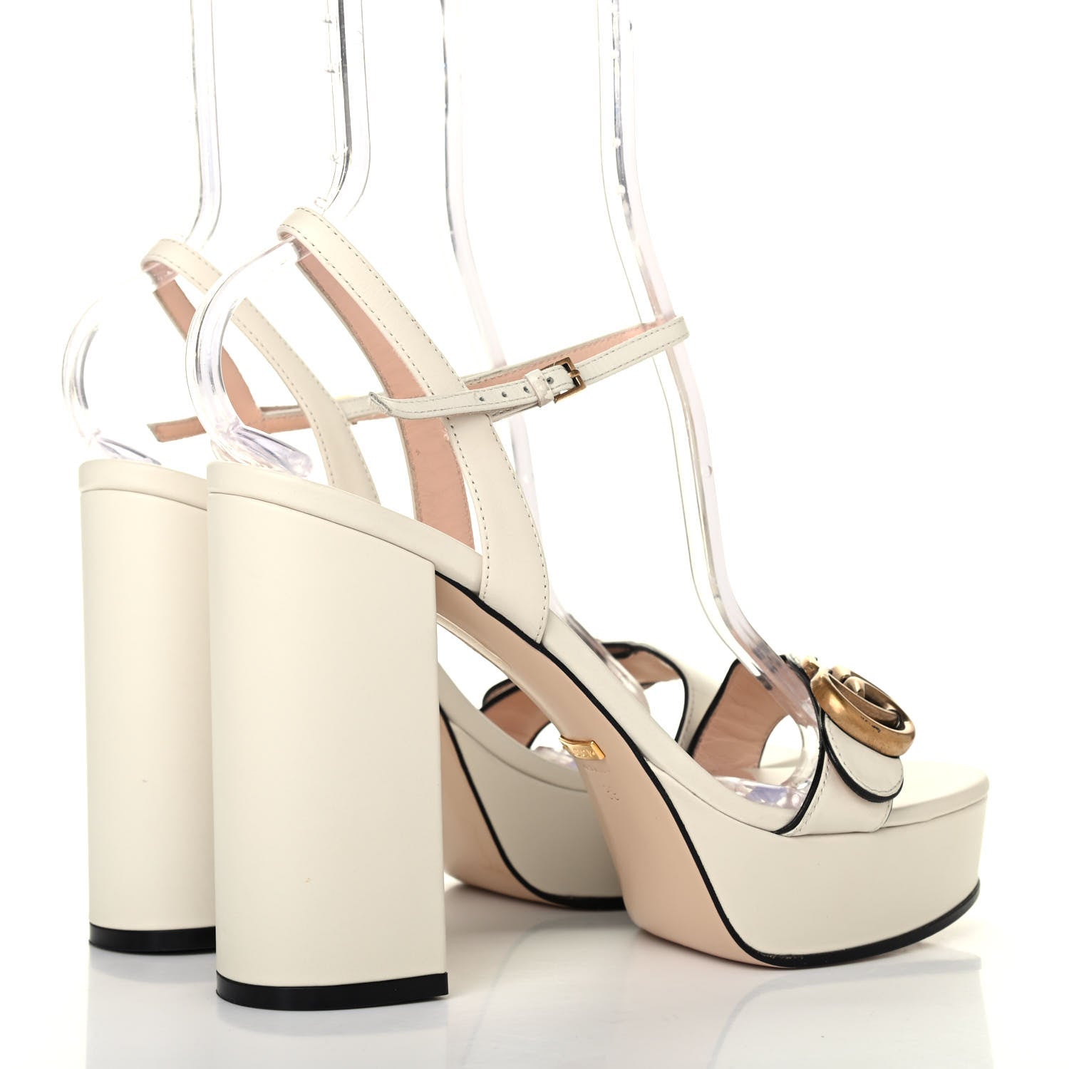 Gucci Calfskin GG Marmont Ankle Wrap 30/115mm Platform Sandals 39 Mystic White 3 of 4
