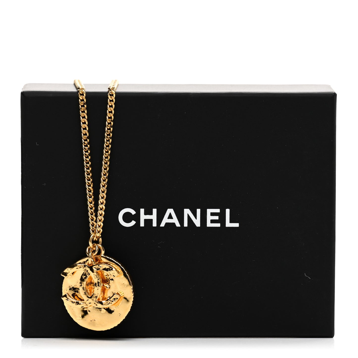 Metal Resin CC Round Pendant Necklace Gold Black