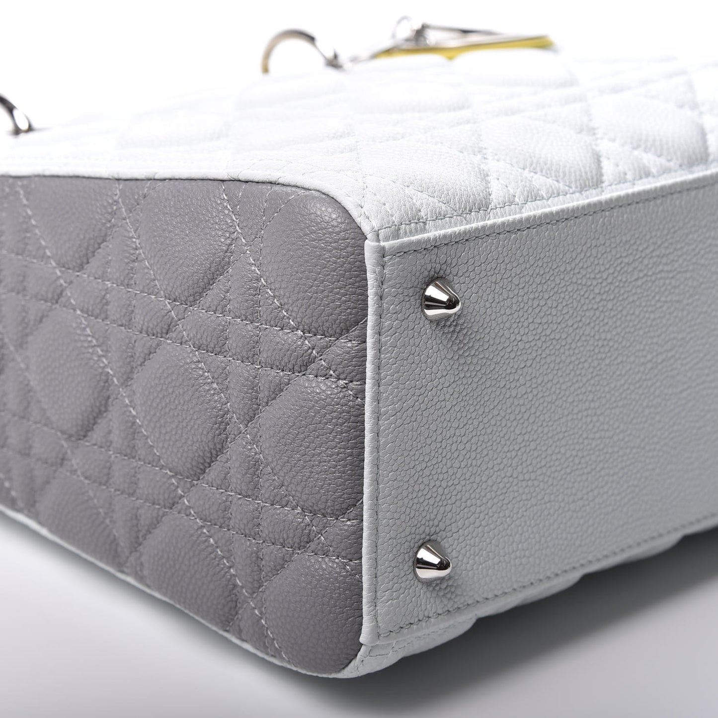 Lambskin Cannage Medium Tri-Color Lady Dior White Grey Yellow