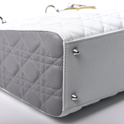 Christian Dior Lambskin Cannage Medium Tri-Color Lady Dior White Grey Yellow 5 of 10