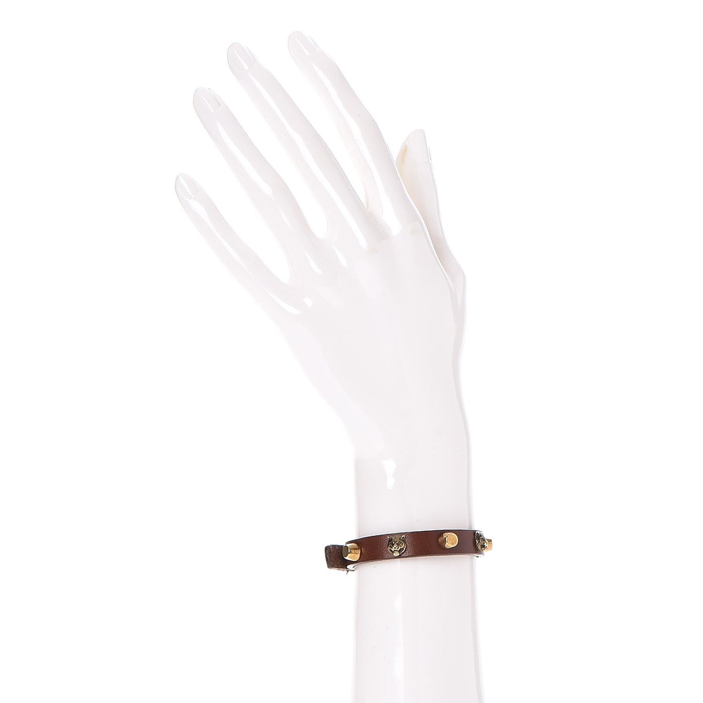 Calfskin Feline Heads Bracelet Brown