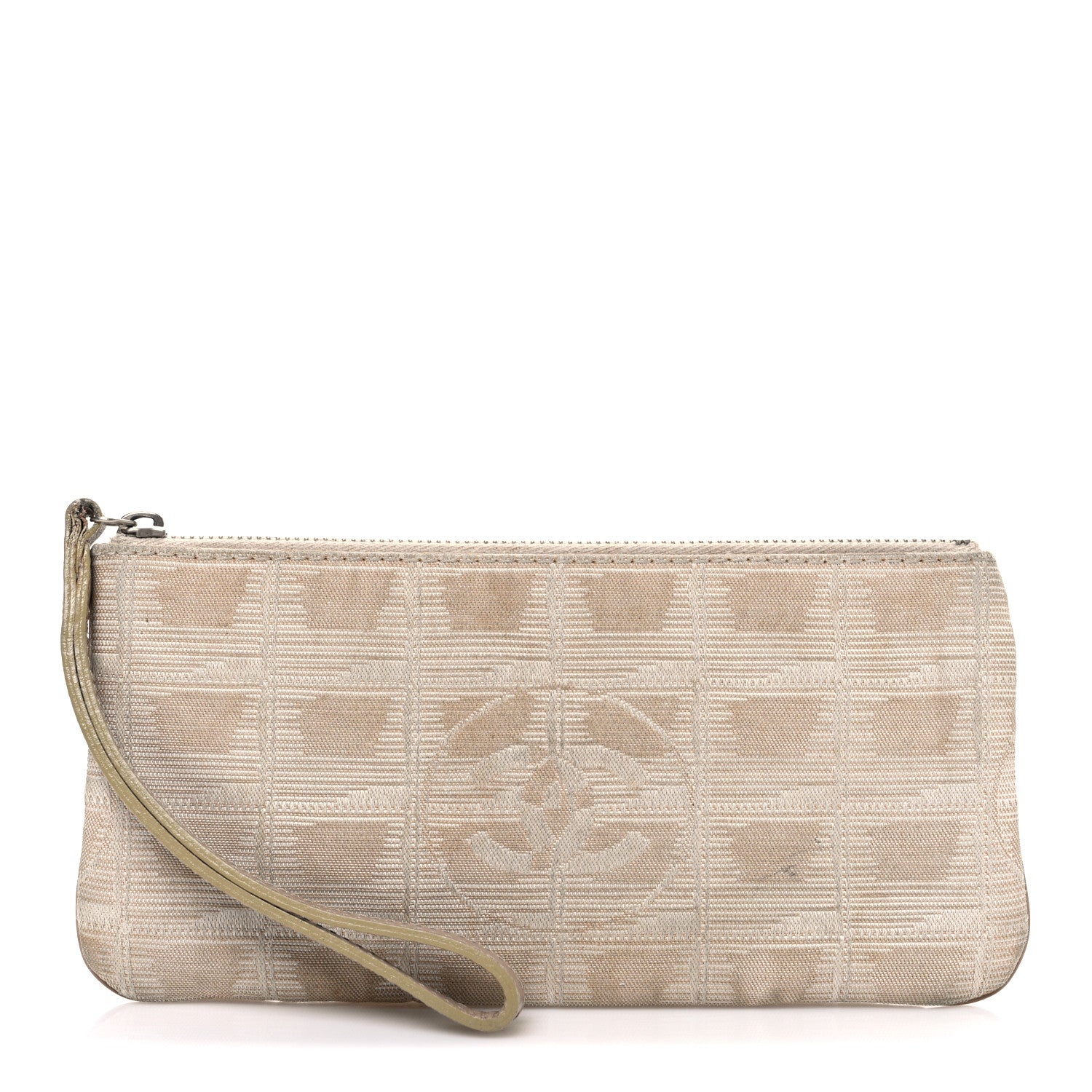 Chanel Nylon Travel Ligne Zip Wristlet Beige 1 of 9