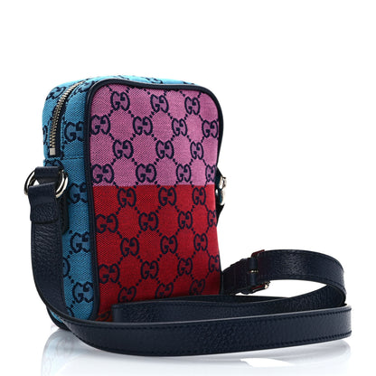 Gucci Monogram Multicolor Mini Retro Interlocking G Messenger Blue Rainbow Light Blue 3 of 9