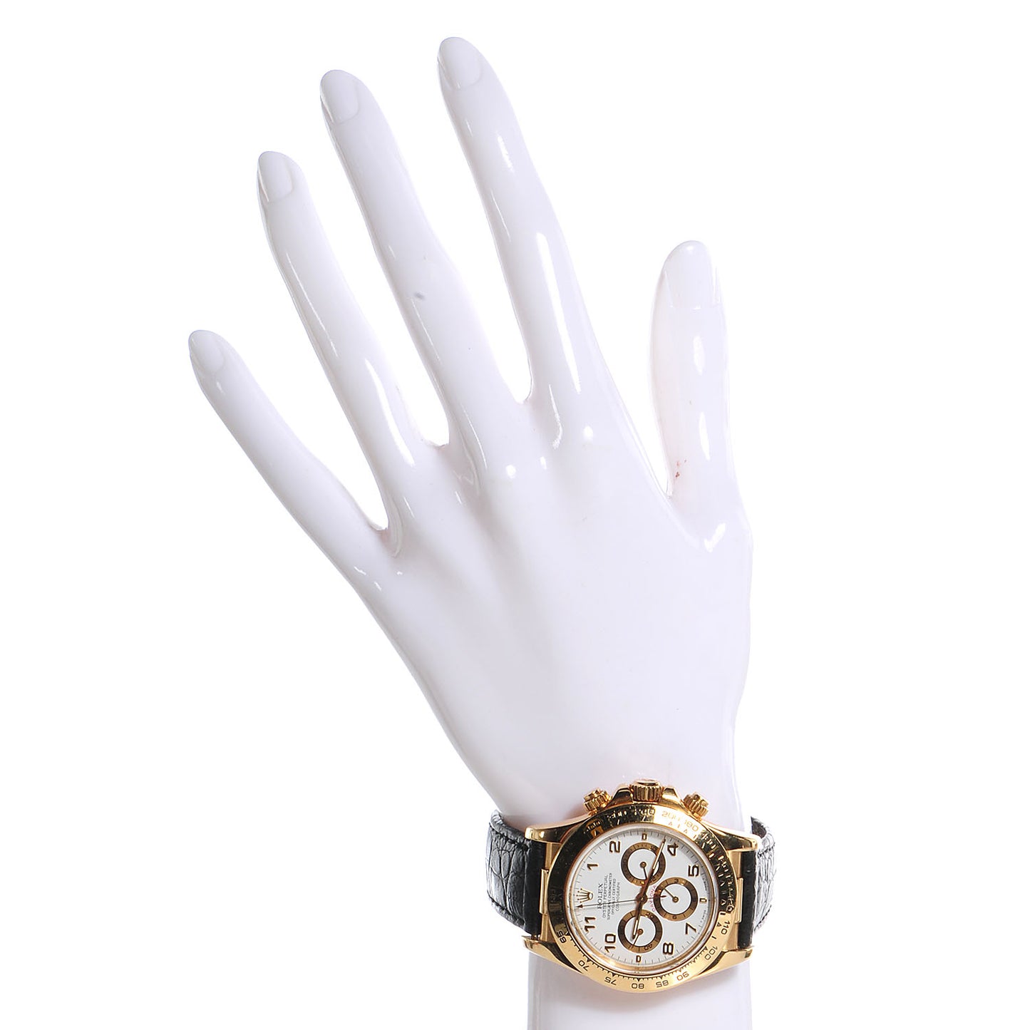 18K Yellow Gold Alligator 40mm Oyster Perpetual Cosmograph Daytona Watch White 16518