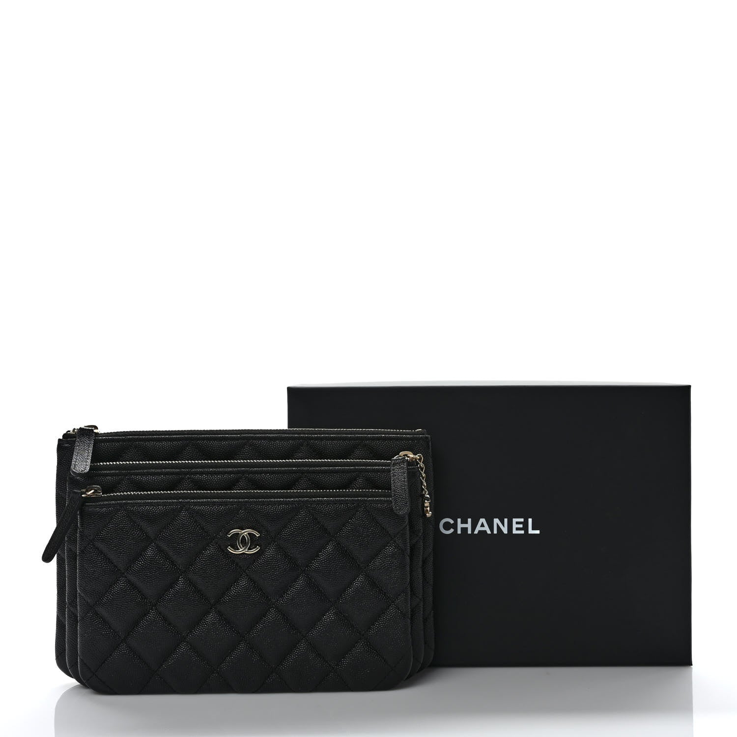 Chanel Caviar Trio Cosmetic Case Black 8 of 8