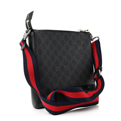 Gucci GG Supreme Monogram Web Small Flat Messenger Bag Black Grey 3 of 12