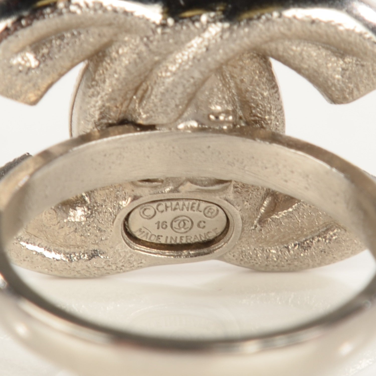 Chanel Crystal Double CC Ring 6.25 Light Gold 4 of 4